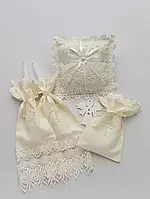Набор аксессуаров для Крещения (подушечка, платочки, мешочек для волос) Lari Кремовый
