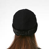 Чорна жіноча шапка з хутра норки "Кашемір", фото 4