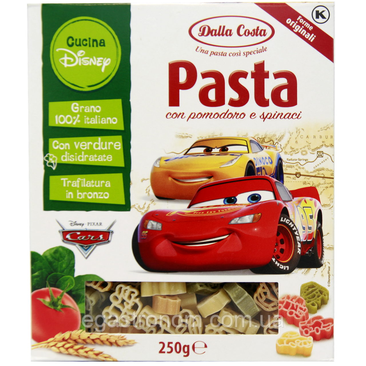Макарони дісней машинки Далла Коста Dalla Costa disney cars 250g 15шт/ящ (Код: 00-00014552), фото 1