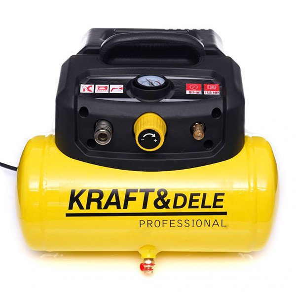 Безмасляний компресор 6 л (8 бар) 1,1 кВт/1,5 к.с Kraft & Dele KD1415