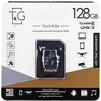 Карта пам'яті T&G microSDHC 128 GB class 10 (з адаптером), Чорний