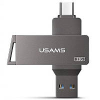 Флеш накопичувач USAMS US-ZB199 Type-C+ USB3.0 Rotatable High Speed Flash Drive 32 Gb, Iron-grey
