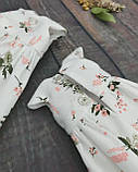 Тканина бавовна для рукоділля гілочки і квіти на біло-молочному тлі, фото 4