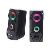 Колонки акустичні CSP-U002RGB, пластиковий корпус, 6 Вт, USB живлення, RGB підсвічування, чорний колір