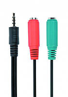 Аудіо-кабель Cablexpert CCA-417, з 4-х контактної 3.5 мм вилки на дві 3.5 мм розетки (стерео аудіо + моно