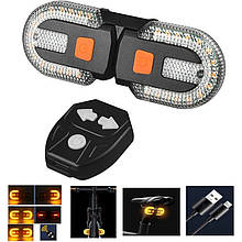 Велоліхтар FY-1825 'STOP' (yellow), Li-Ion акумулятор, із зазначенням поворотів, ЗУ microUSB