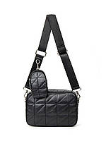 Женская классическая сумка стеганая кросс-боди с кошельком  T-149 черная