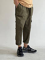 Літні оливкові чоловічі штани з коттону хакі