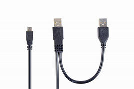 Кабель Cablexpert CCP-USB22-AM5P-3, преміум якість, подвійний USB 2.0 A-папа/міні USB 2.0 5-пін, 0.9 м