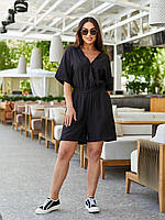 Комбинезон ромпер стильный женский летний больших размеров шорты черный