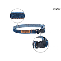 Нашийник Amiplay Denim XL 45-70 x 2,5cm темно-синій для собак 125015