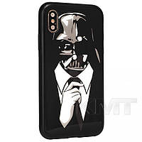 Glass with print TPU Case iPhone Xs Papa Vader