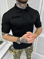 Тактическая милитари футболка - поло Black летняя, Армейская футболка ВСУ черная