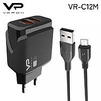 Home Charger Veron « VR-C12M» set (Micro) 2 USB 2.4A Black