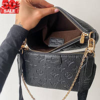 Роскошная женская сумка louis vuitton multi pochette черного цвета, эко кожа, Маленькая сумочка через плечо