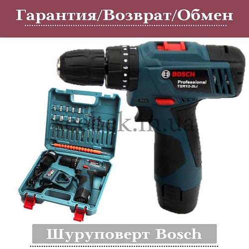Купить Шуруповерт Bosch TSR12-2LI, 12V 3Ah с набором, дрель-шуруповерт ...