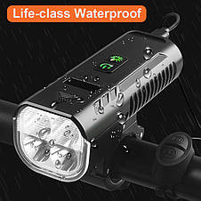 Велофара з сигналом FY-336-4T6, power bank, Aluminum, кнопка виносна, Waterproof, фото 4