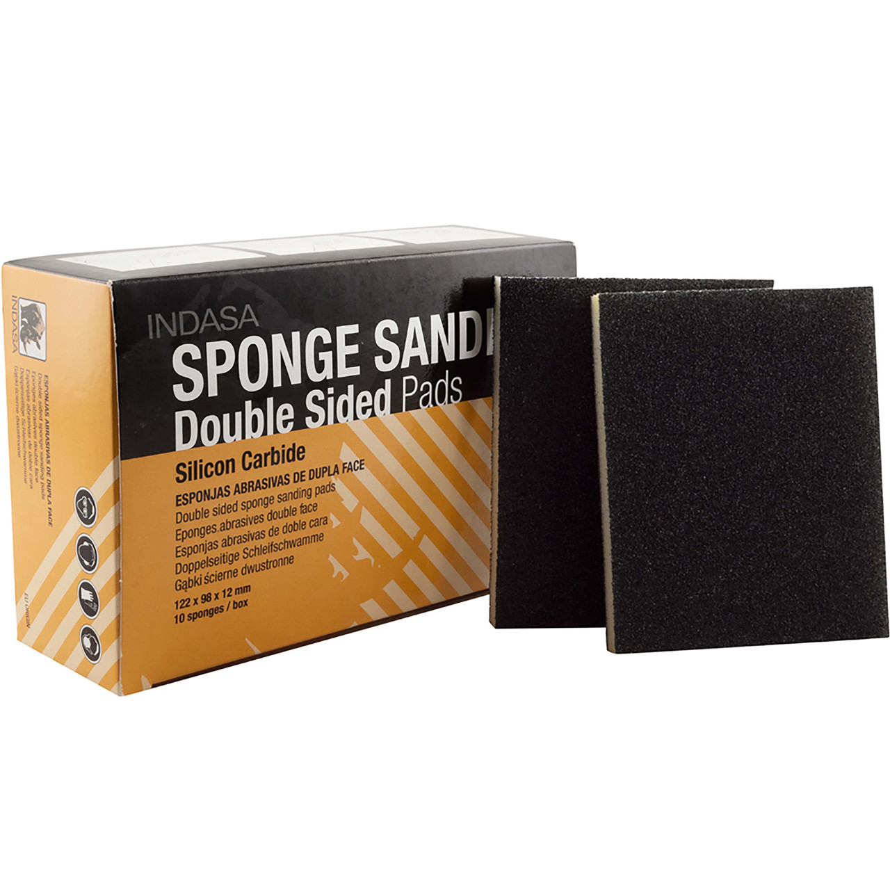 Губка абразивна на поролоновій основі двостороння Indasa Abrasive Sponge Wood, 98 мм х 122 мм х 13 мм P120
