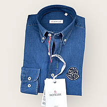 Брендова джинсова сорочка Moncler - синій, фото 3