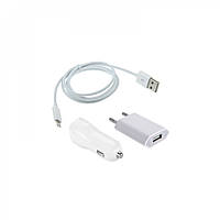 Apple 3 in 1 DLS-T27 Home & Car Charger Set (Lightning) (1 USB)(2.1 A) White