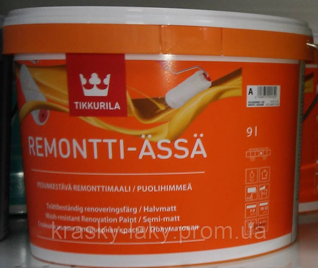 Краска Tikkurila Remontti-Assa акрилатная Ремонтти-Ясся 0,9л - фото 2 - id-p436423693