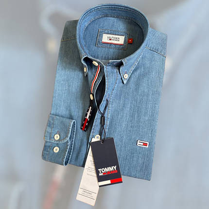 Брендова джинсова сорочка Tommy Jeans - блакитний, фото 2