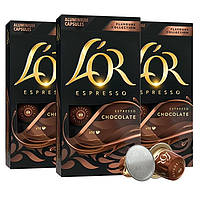 Triple Pack Nespresso L'or Espresso Chocolat (3 упаковки по 10 капсул) - Кофе в капсулах Неспрессо Лёр