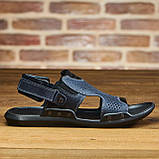 Сандалі чоловічі шкіряні, літні босоножки сині спортивні з натуральної шкіри на літо взуття *С-3-син*, фото 4