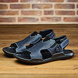 Сандалі чоловічі шкіряні, літні босоножки сині спортивні з натуральної шкіри на літо взуття *С-3-син*, фото 7