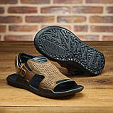 Сандалі чоловічі шкіряні, літні босоножки для чоловіків оливкові спортивні з натуральної шкіри на літо взуття *С-3-ол*, фото 3