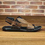Сандалі чоловічі шкіряні, літні босоножки для чоловіків оливкові спортивні з натуральної шкіри на літо взуття *С-3-ол*, фото 4