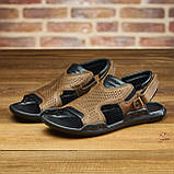 Сандалі чоловічі шкіряні, літні босоножки для чоловіків оливкові спортивні з натуральної шкіри на літо взуття *С-3-ол*, фото 5