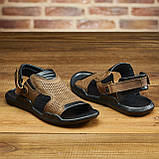 Сандалі чоловічі шкіряні, літні босоножки для чоловіків оливкові спортивні з натуральної шкіри на літо взуття *С-3-ол*, фото 6