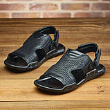 Сандалі чоловічі шкіряні, літні босоножки для чоловіків чорні спортивні з натуральної шкіри на літо взуття *С-3-чор*, фото 2