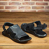 Сандалі чоловічі шкіряні, літні босоножки для чоловіків чорні спортивні з натуральної шкіри на літо взуття *С-3-чор*, фото 4