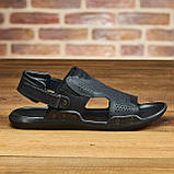 Сандалі чоловічі шкіряні, літні босоножки для чоловіків чорні спортивні з натуральної шкіри на літо взуття *С-3-чор*, фото 5