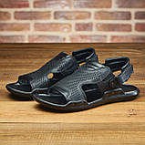 Сандалі чоловічі шкіряні, літні босоножки для чоловіків чорні спортивні з натуральної шкіри на літо взуття *С-3-чор*, фото 6