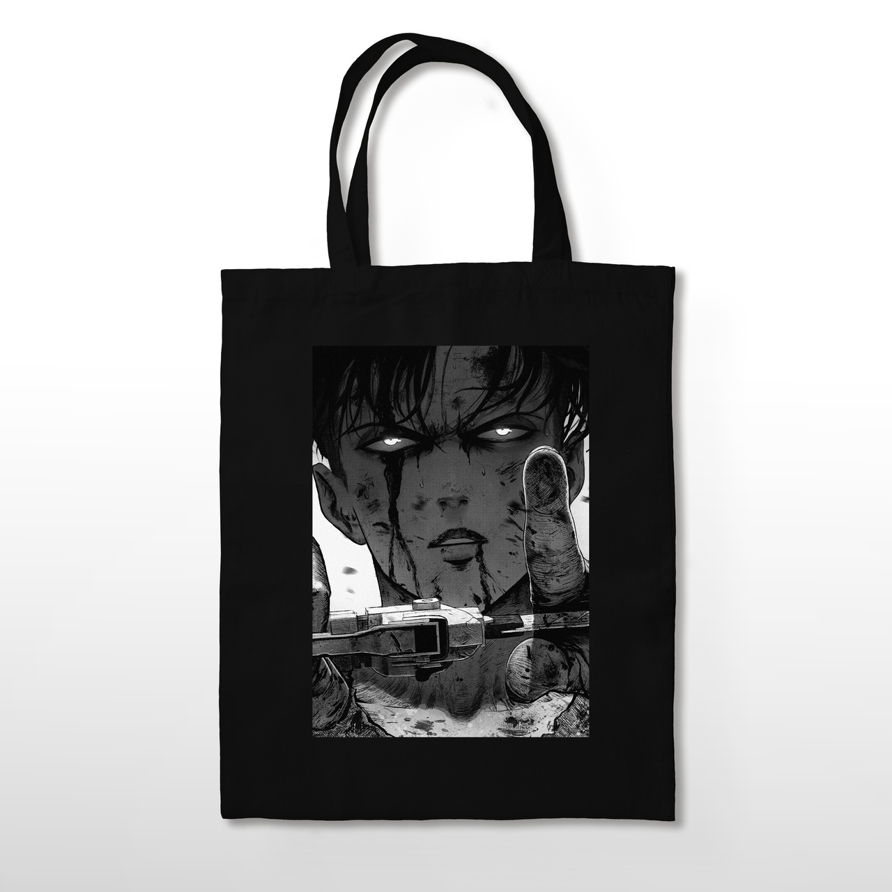 Черная экосумка шопер Атака на титанов Attack on Titan Леви Аккерман BAG AL 08 - фото 1 - id-p1867438091