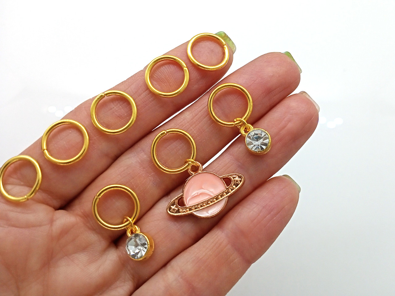 Солодка планета — Пірсинг для волосся #425, набір (8 шт.), золотистий, фото 1