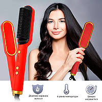 Выпрямитель для волос "Hair straightener HQT-909B" Красный, расческа утюжок 34W (гребінець випрямляч) (TO)