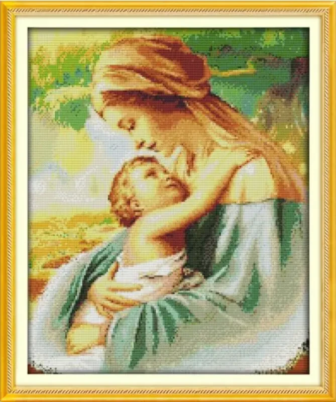 Набір для вишивання за нанесеною на канву схемою "Madonna and Child 11". AIDA 14CT printed 37*45 см