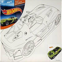 Холст с контурами Kite 25х30см Hot Wheels + краски HW14-218K