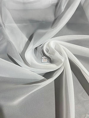 Біла однотонна тканина для тюлю Креп, в зал, спальню, кухню, на відріз