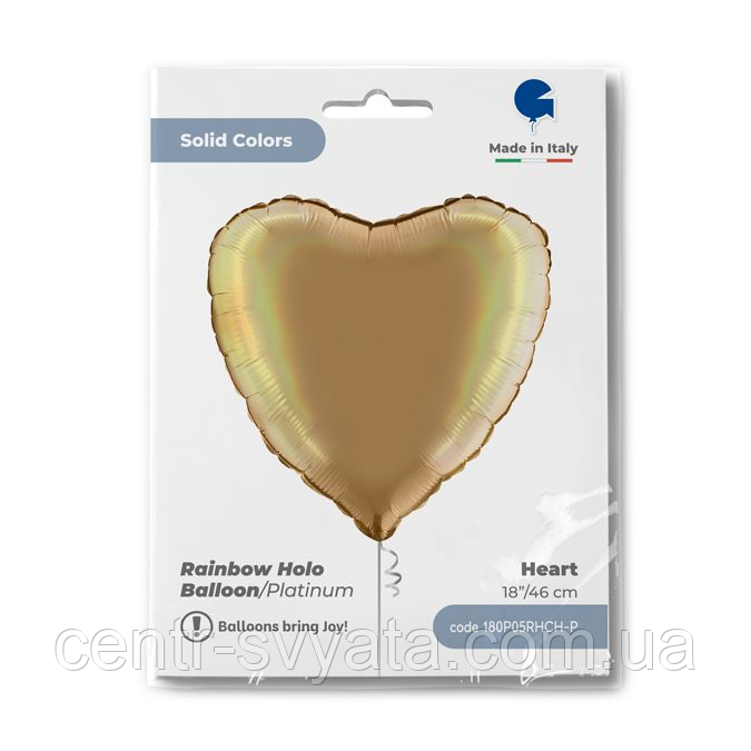 Фольгована кулька Grabo 18"(46 см) Серце платинум шампанське УП