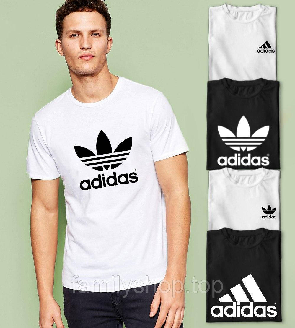 Чоловіча футболка Adidas спортивна модна котонова, біла, чорна, розмір S, M, L, XL, XXL,