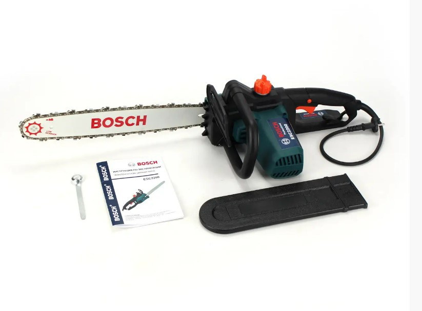 Електрична ланцюгова пила Bosch ESC2200 (шина 40 см, 2.2 кВт) з безключною натяжкою ланцюга. Електропила Бош bs