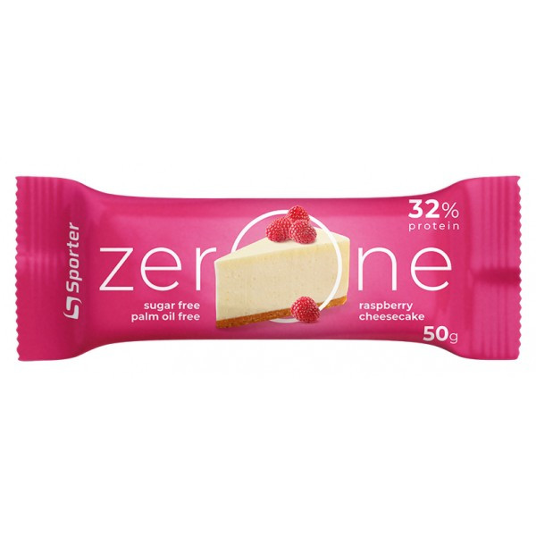 Протеінові батончики Sporter Zero One 50g маліновий чізкейк, 25 штук