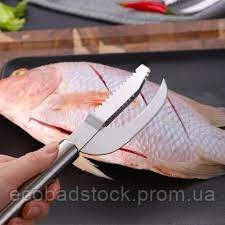 Нож для удаления чешуи с рыбы, Металлический нож 2в1 для чистки рыбы ...