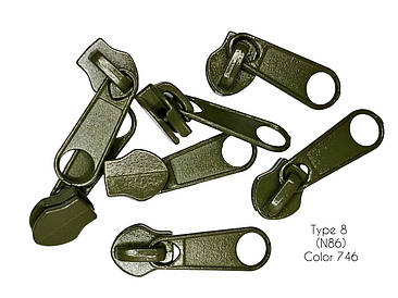 Бігунок галантерейний Хакі для спіральної блискавки тип8 (N86-746) без фіксатора