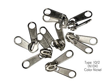 Бігунок Тип№10 сумковий нікель подвійний безфіксаторний